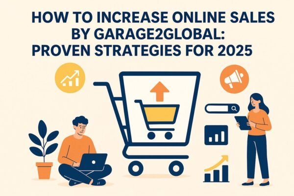Illustration showing how to increase online sales by Garage2Global with digital marketing strategies in 2025