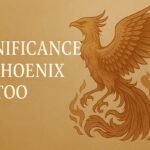 Illustration of a phoenix surrounded by flames with the text "Significance of Phoenix Tattoo" on a vintage parchment background.