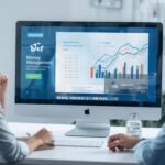 Two professionals analyzing financial charts on computer screen for managing money bizfusionworks